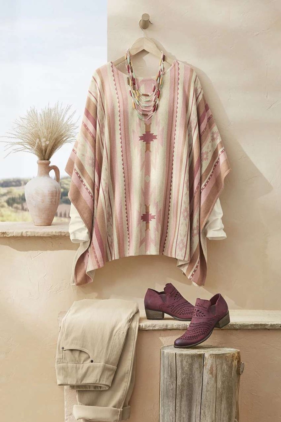 Accessories & Home * | West Wind Poncho Oatmeal Multi