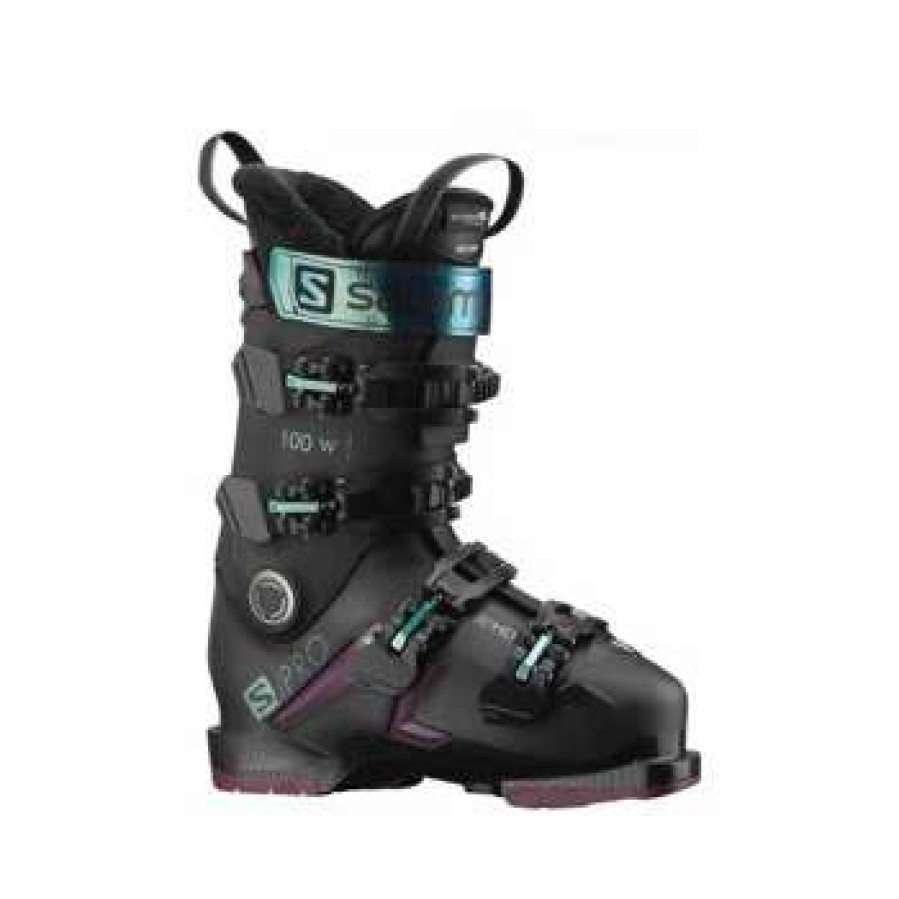 Ski Gear * | Salomon S/Pro 100 W Gw Ski Boots Women'S By Salomon Black / Burgundy / Shift Green