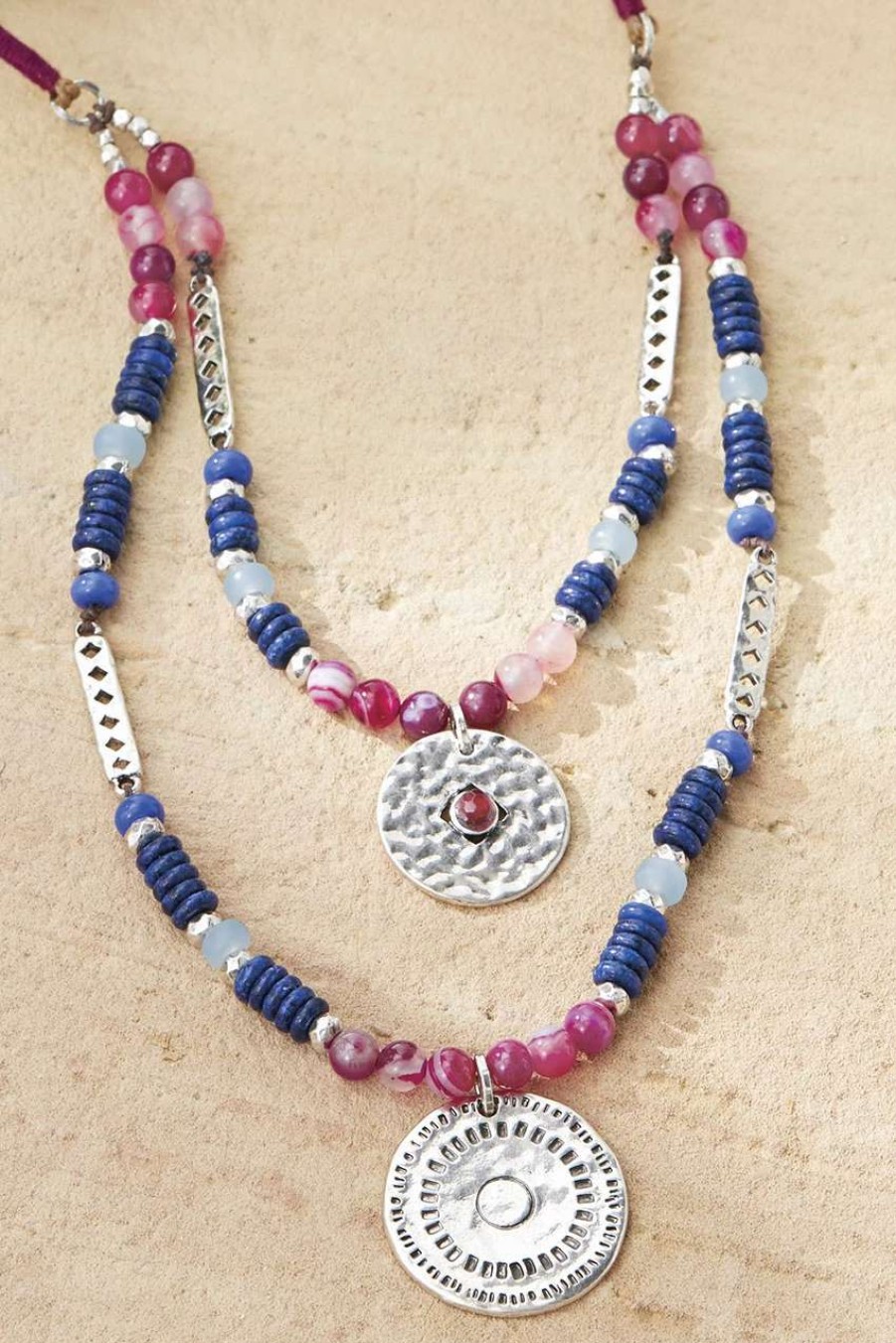 Accessories & Home * | Charmed Journeys Necklace Silver Multi