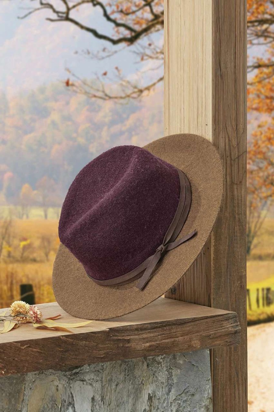 Accessories & Home * | Colorblock Felt Hat Wine Multi