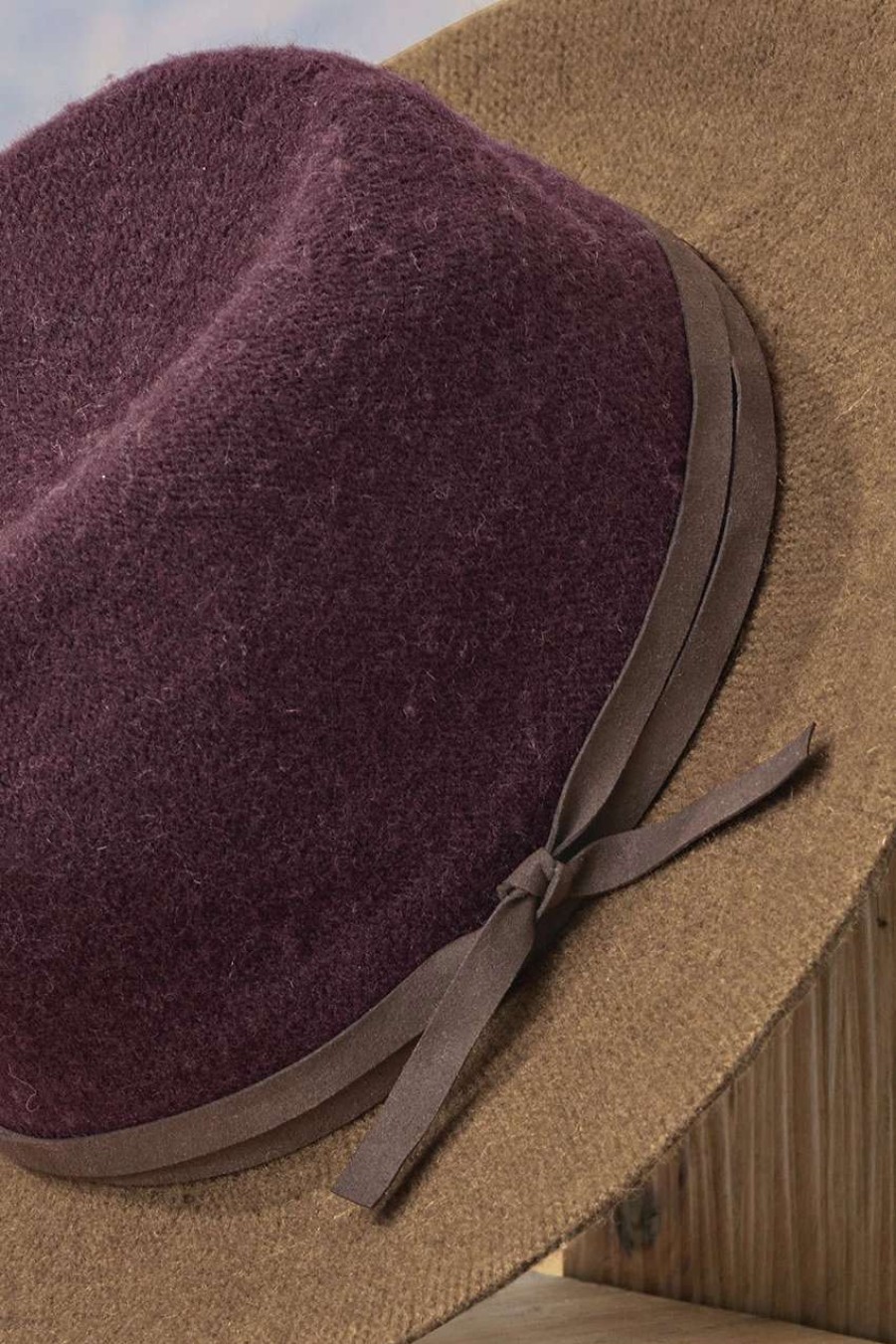 Accessories & Home * | Colorblock Felt Hat Wine Multi