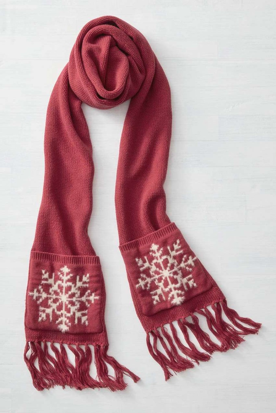 Accessories & Home * | Snowflake Pocket Scarf Dover Red