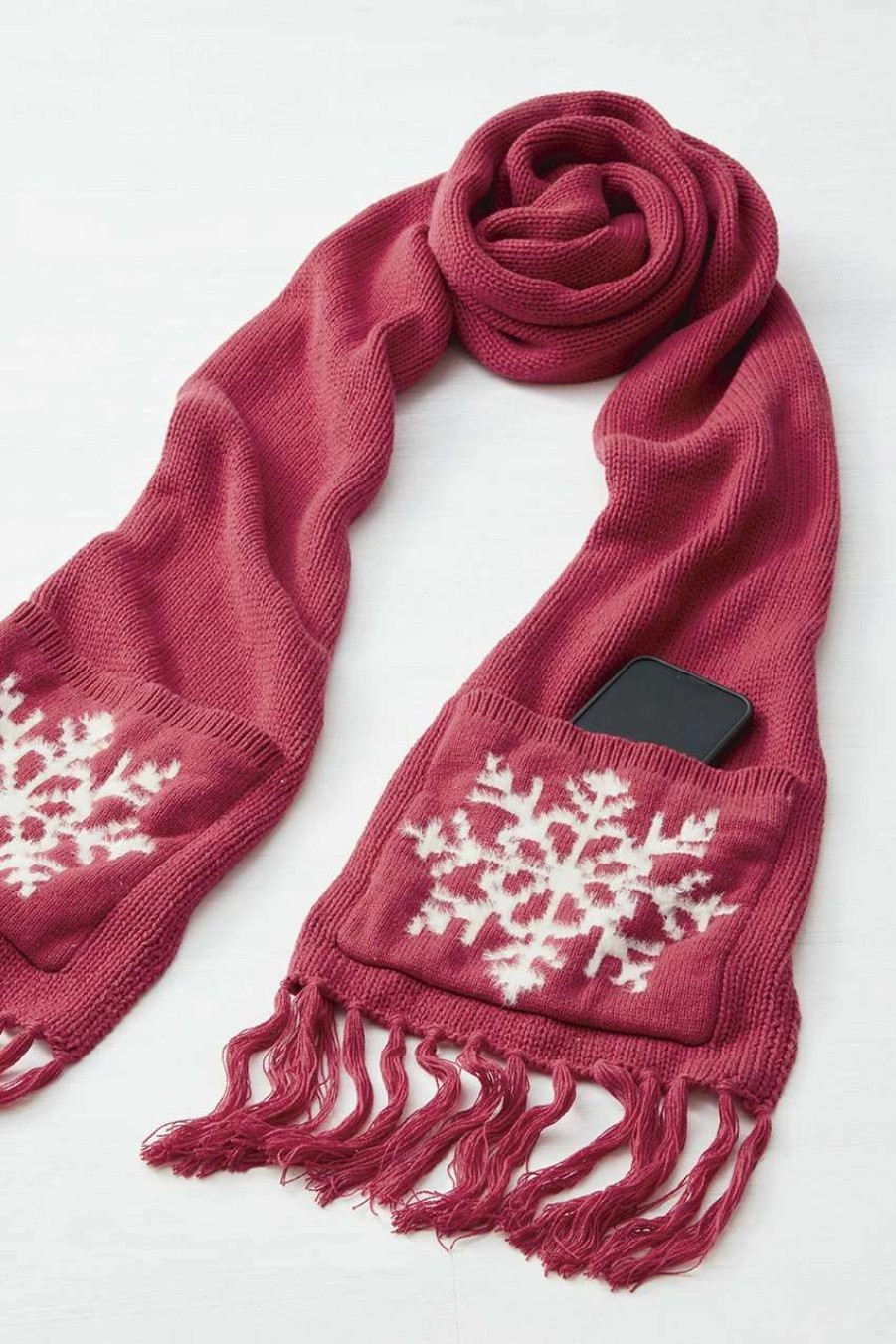 Accessories & Home * | Snowflake Pocket Scarf Dover Red