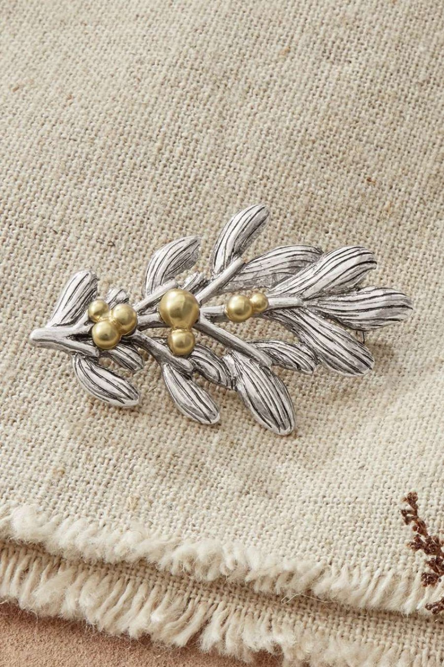 Accessories & Home * | Winterberry Leaf Pin Mixed Metal