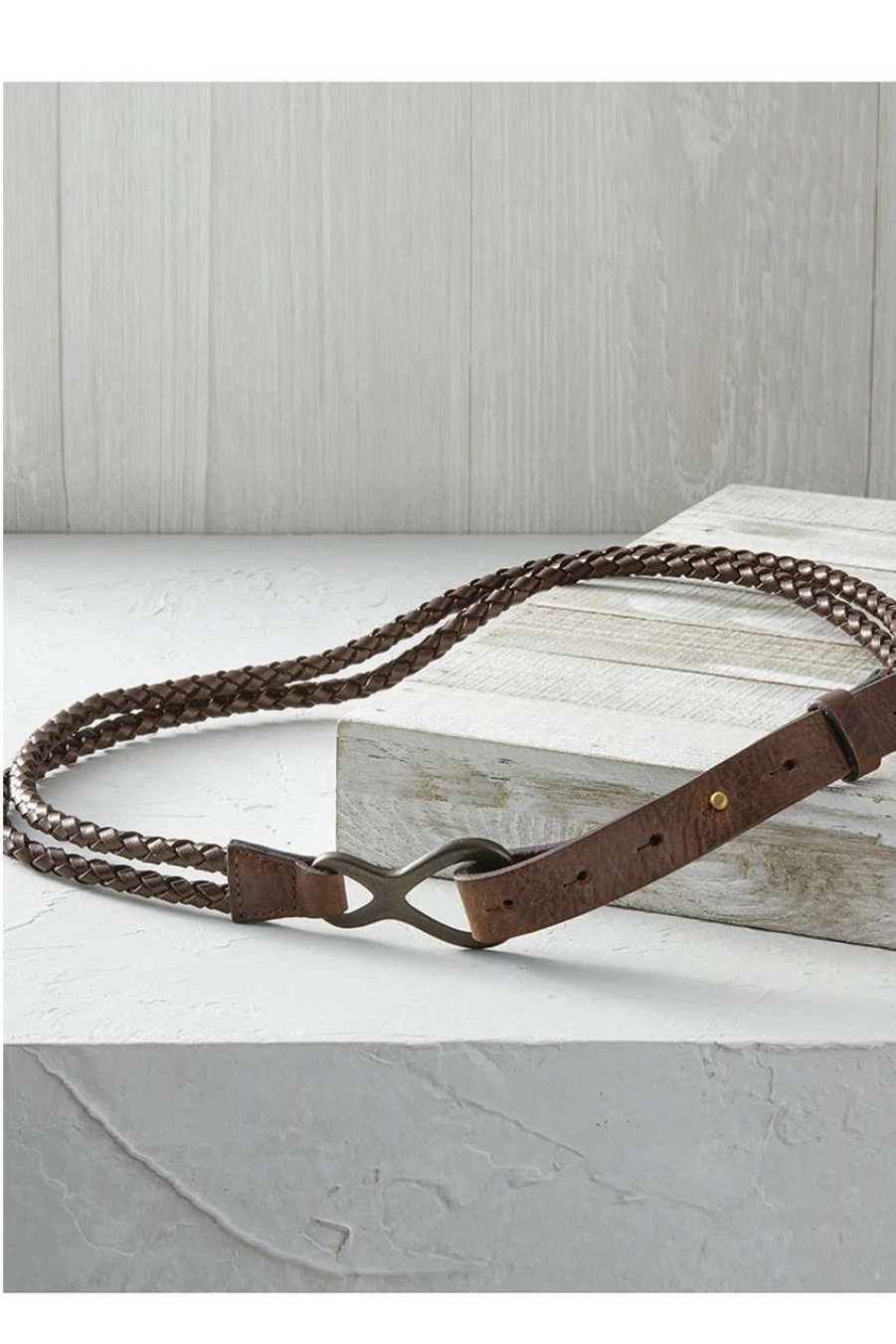 Accessories & Home * | Braided Leather Sling Belt Brown