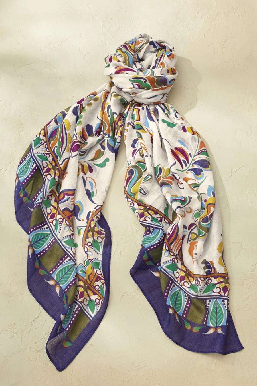 Accessories & Home * | Bella Botanical Scarf Ivory Multi